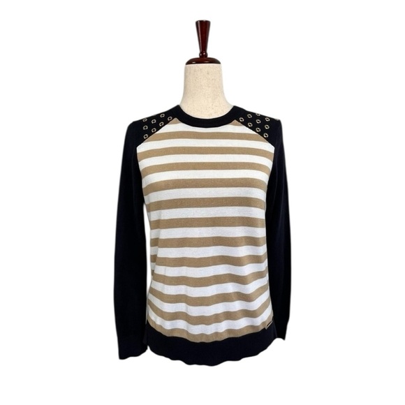 Michael Kors Sweater. Tan, White, Navy. Size S - Picture 3 of 8
